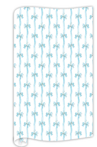Blue Bow Stripe Wrapping Paper