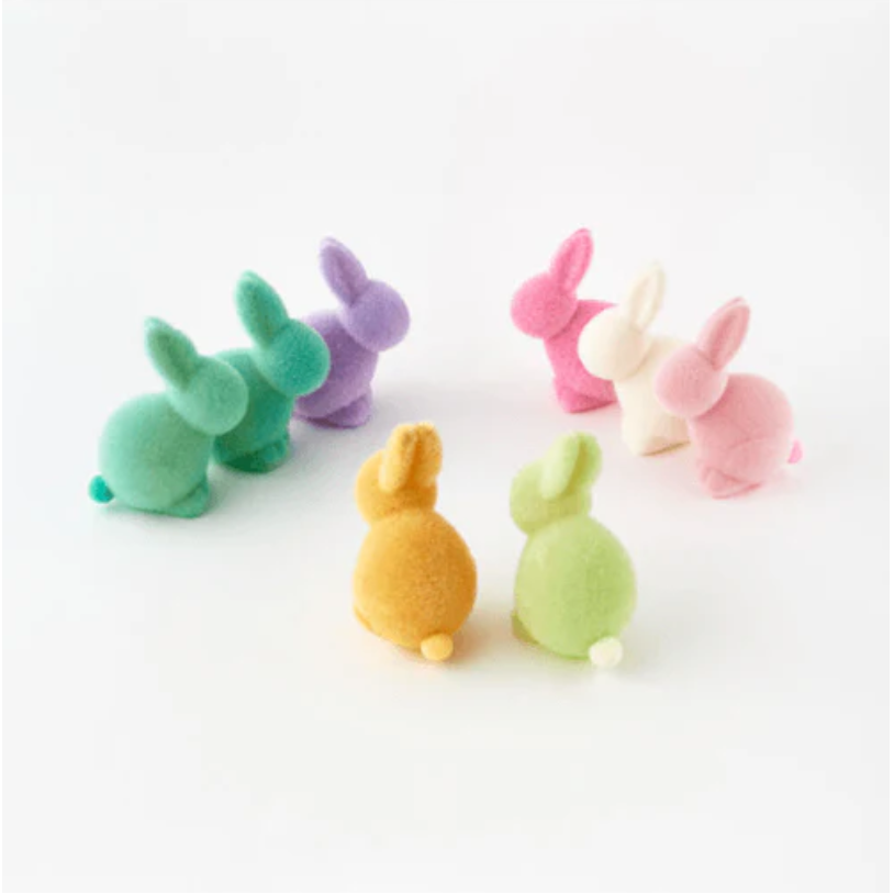 Pastel Seated Bunny with Pom-Pom Tail
