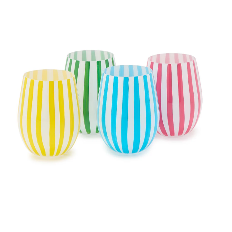 Stemless Hand-Painted Wine Glass