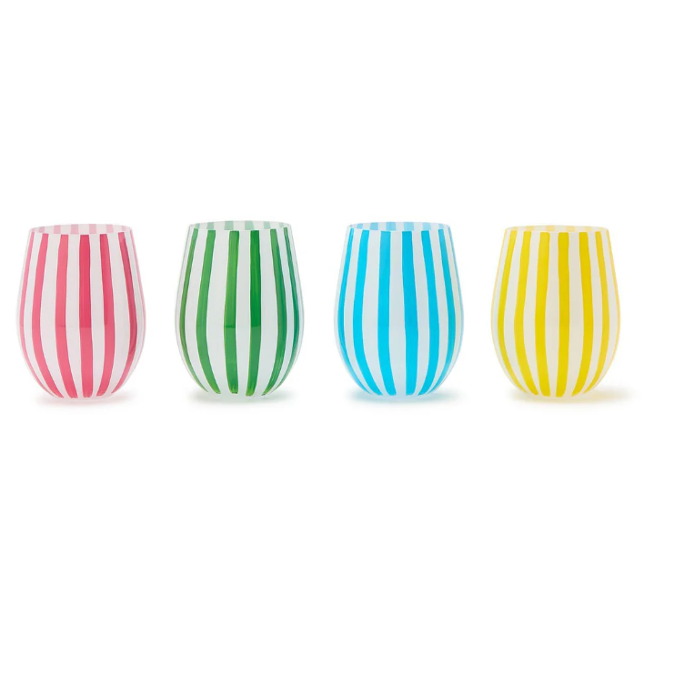 Stemless Hand-Painted Wine Glass
