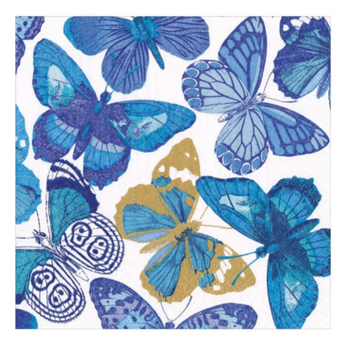 Butterflies Paper Cocktail Napkins in Blue