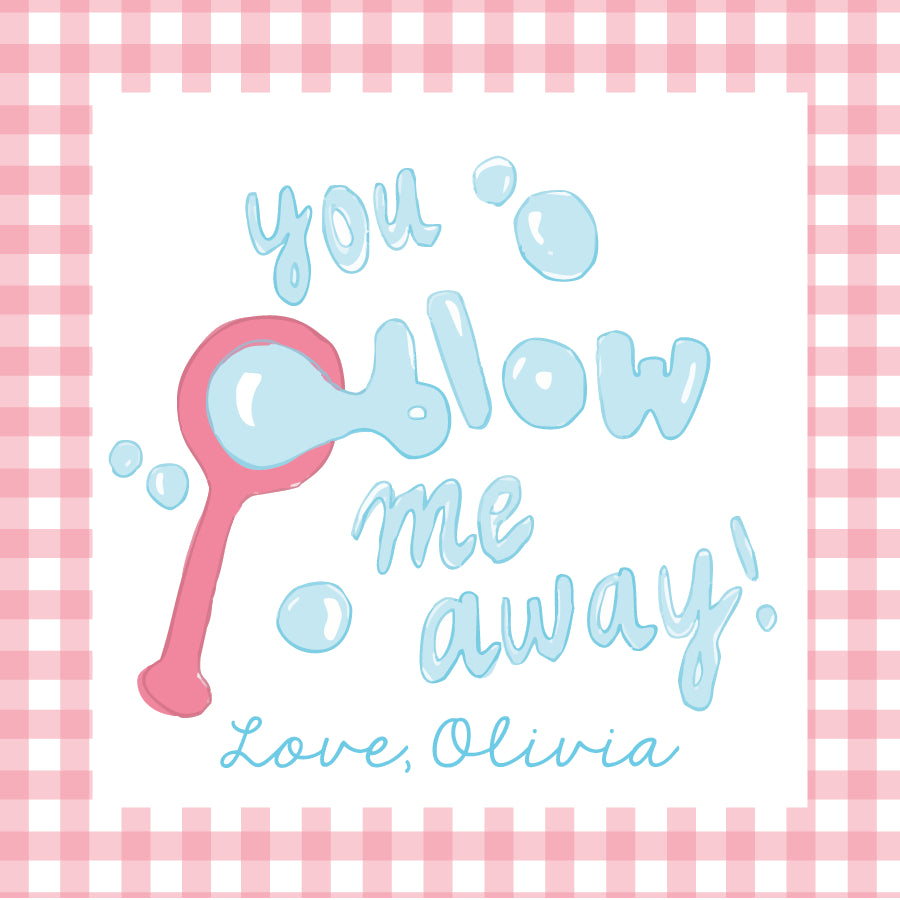 Bubbles Away Custom Valentine Tag