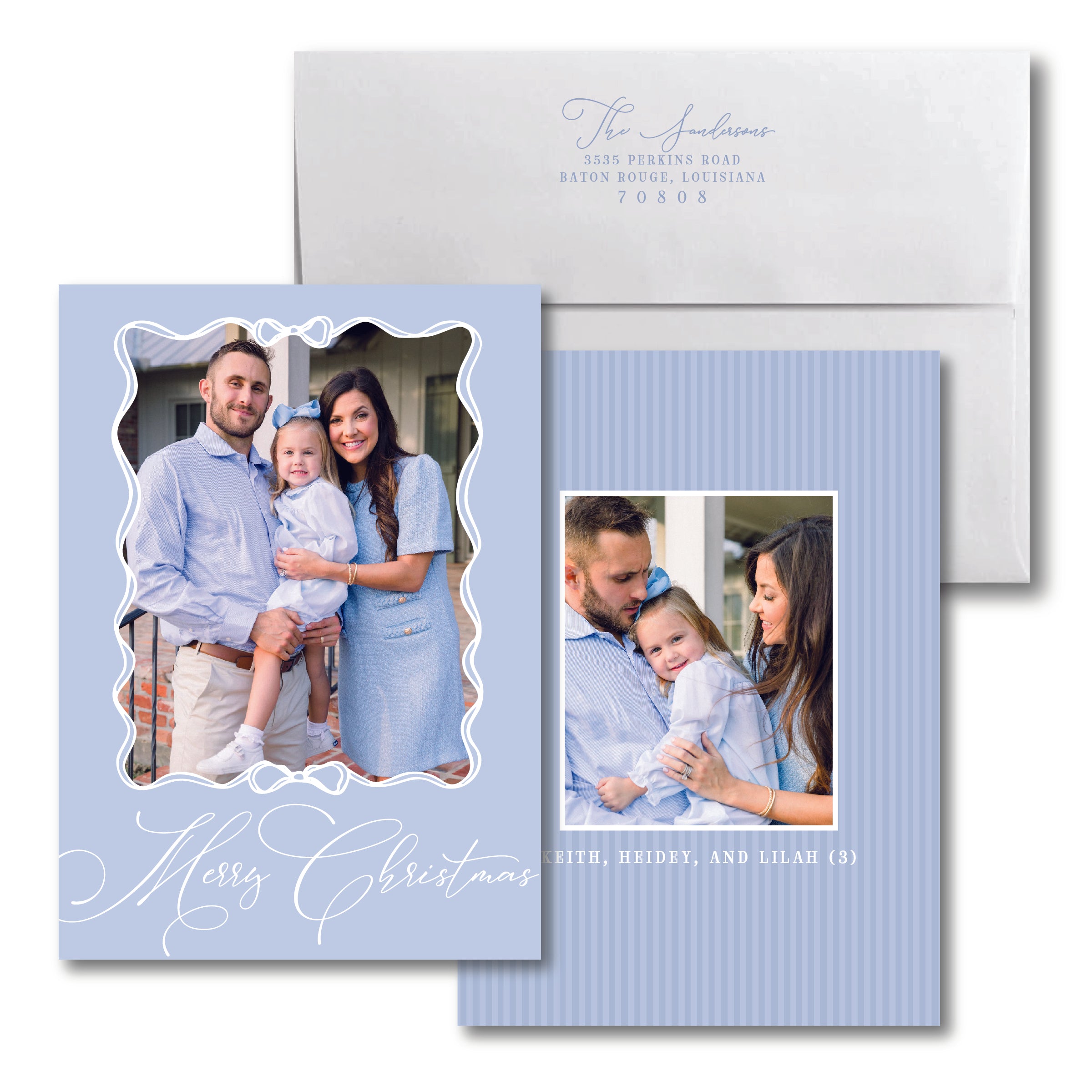 Blue Stripe Holiday Card
