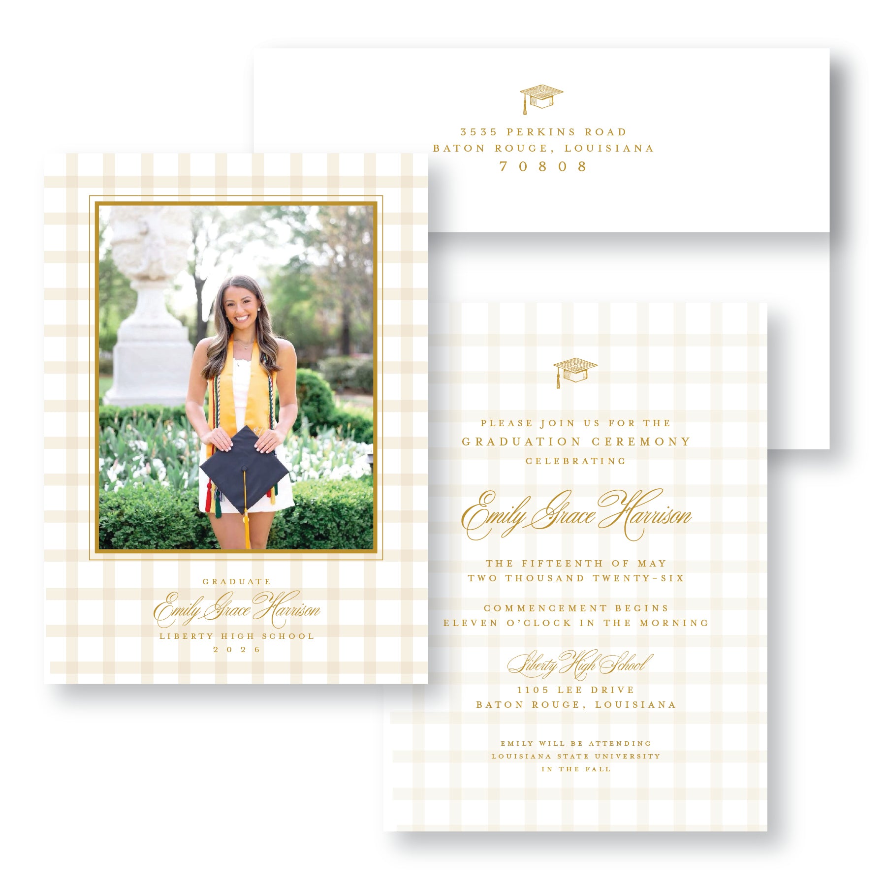 Gingham Graduation Announcements