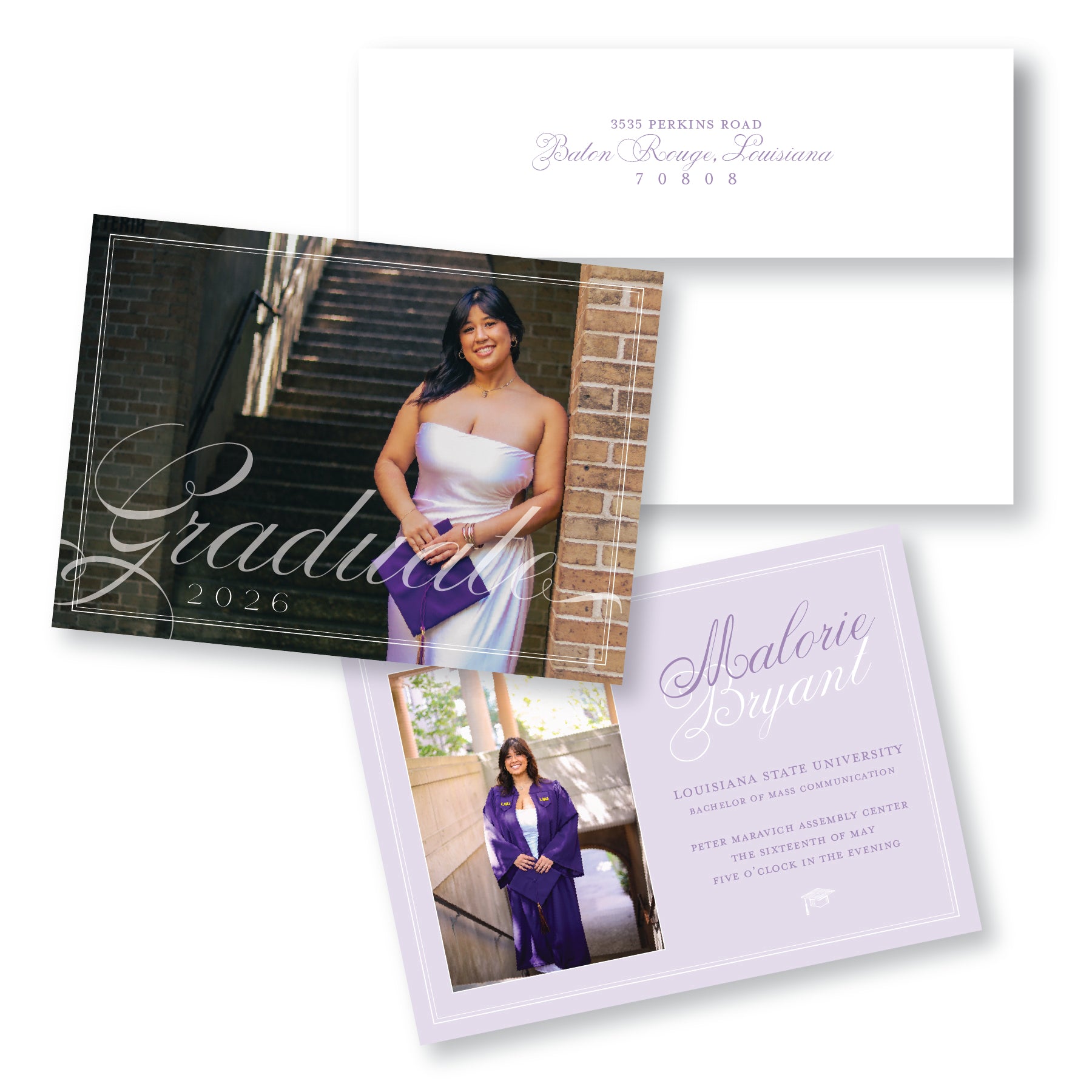 Horizontal Purple Graduation Announcements