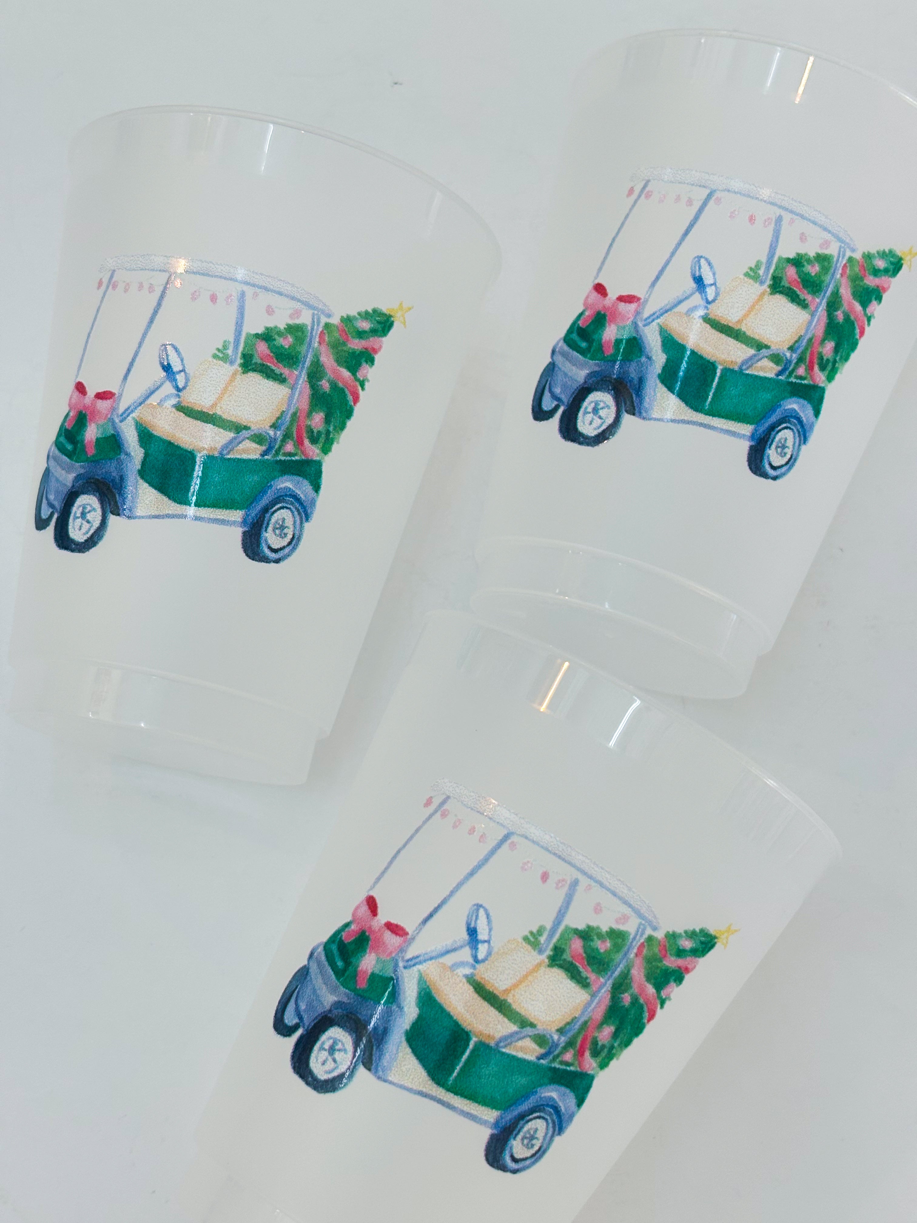 Holiday Golf Cart Shatterproof Cups