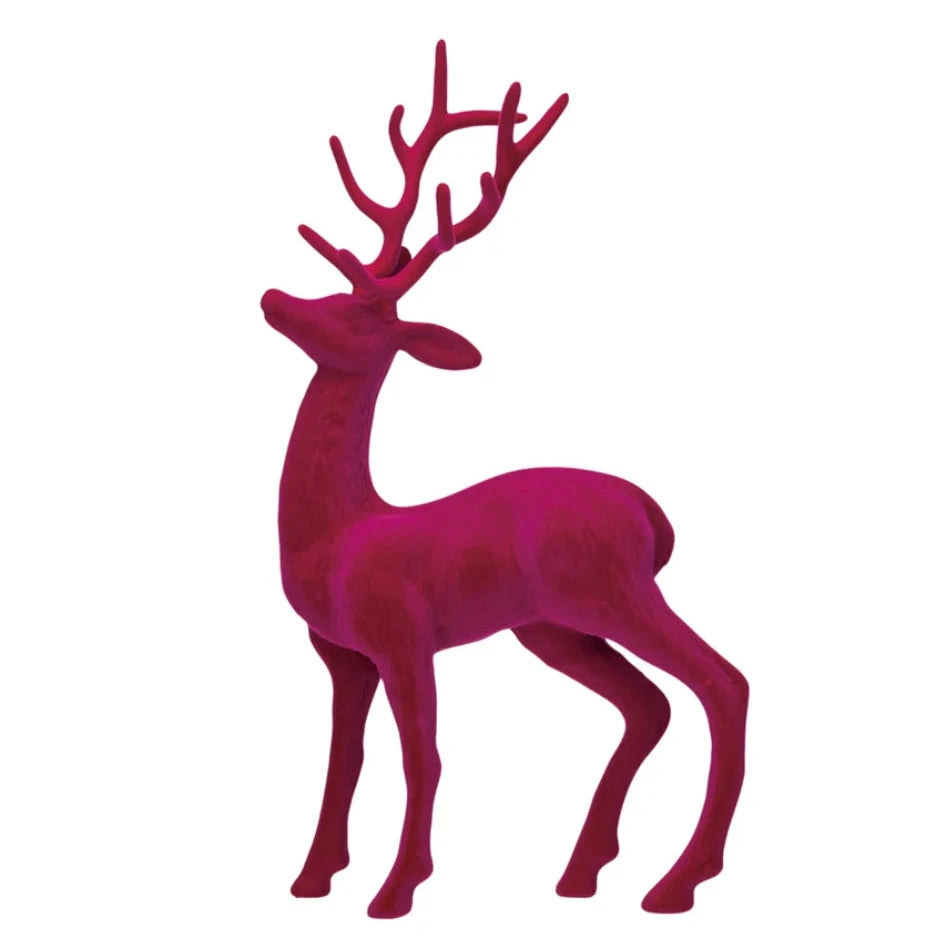 Pink Flocked Reindeer