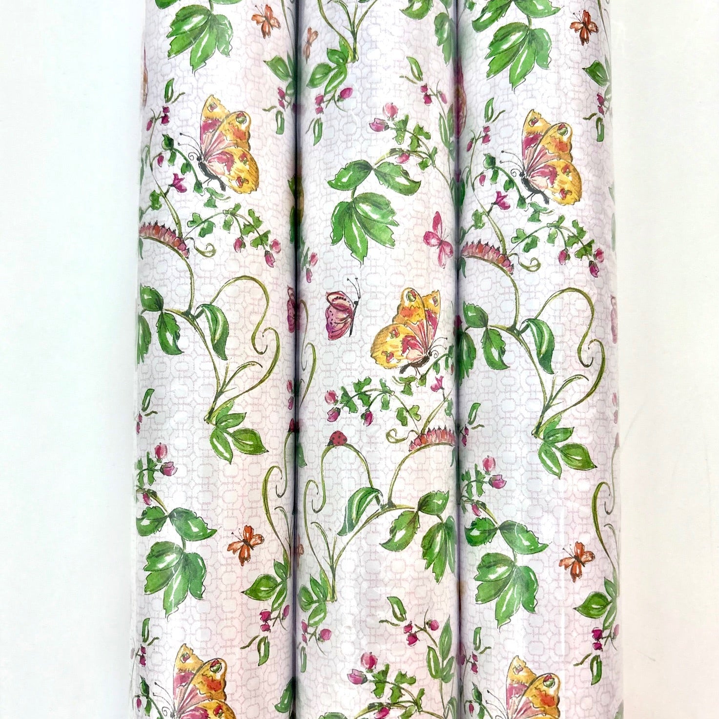 Pink And Yellow Butterflies And Vines Wrapping Paper