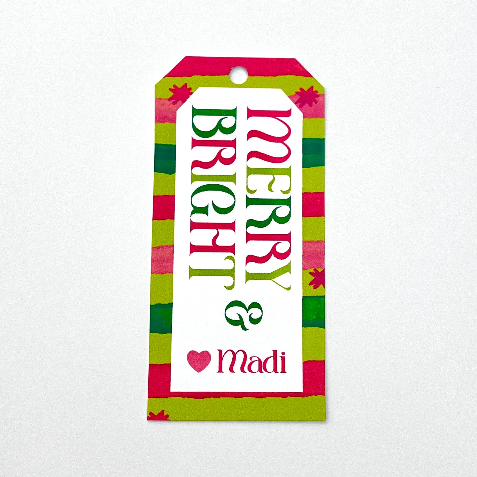 Merry and Bright Neon Custom Gift Tag