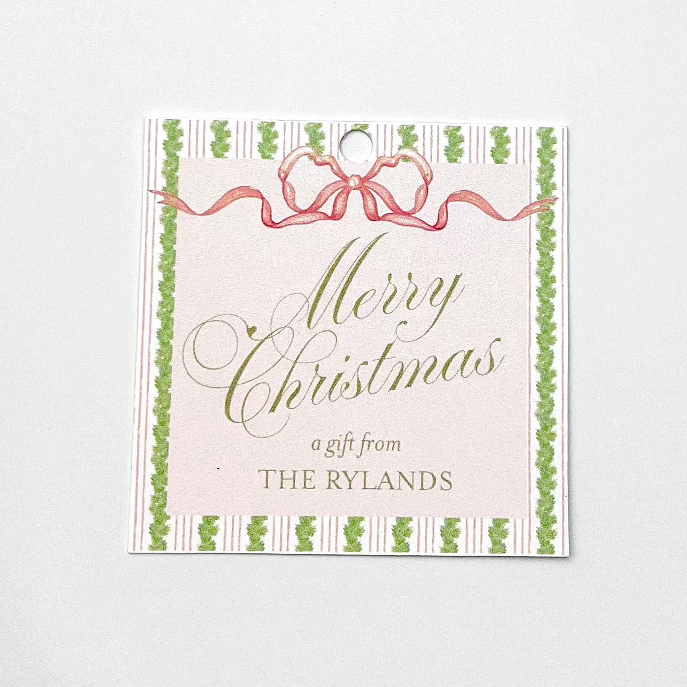 Merry Christmas Garland Square Custom Gift Tag