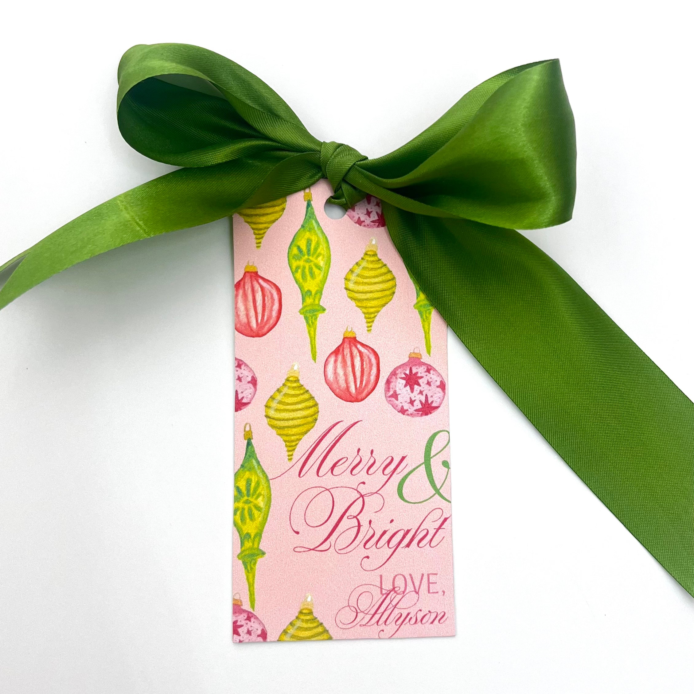 Merry and Bright Ornaments Custom Gift Tag