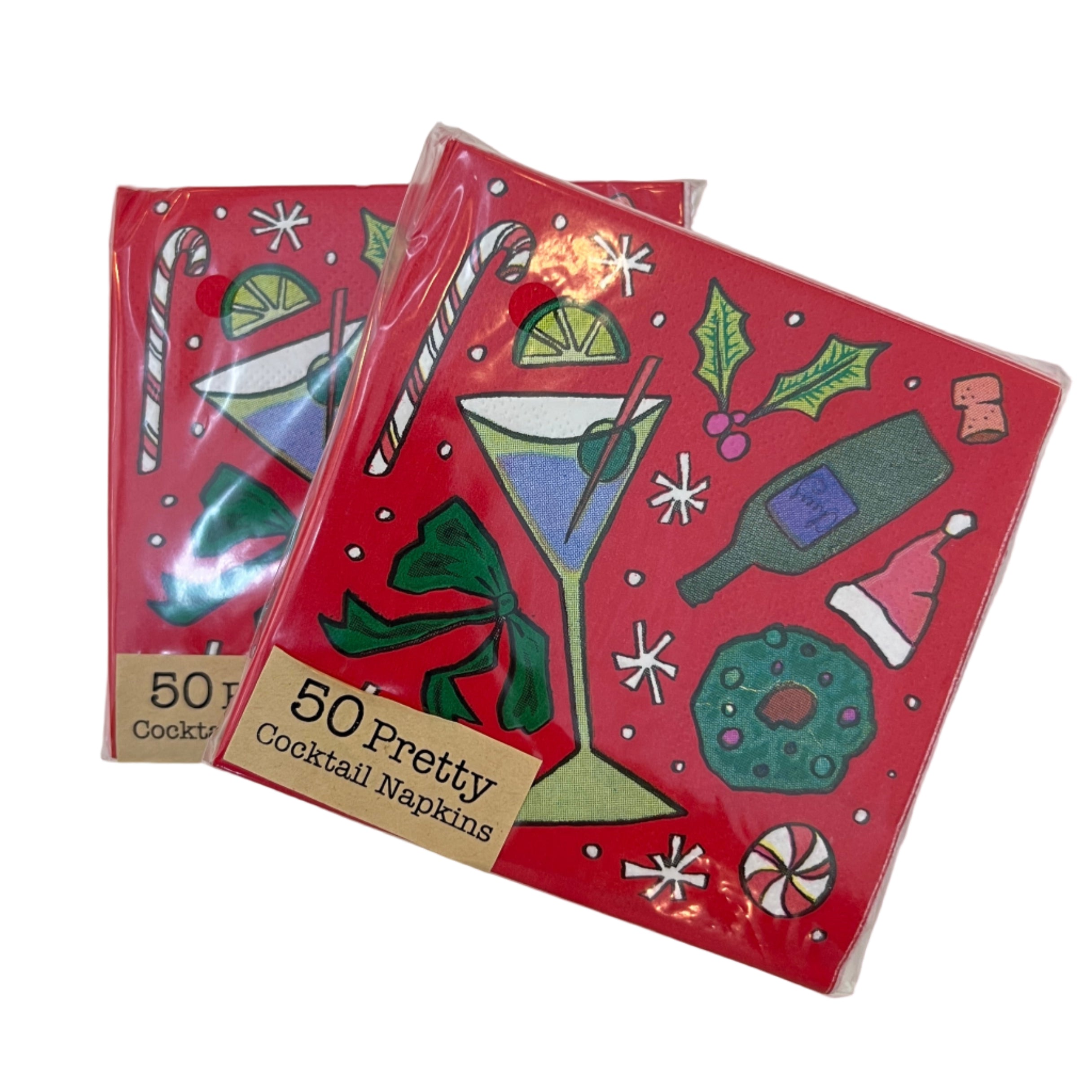 Red Holiday Cocktail Napkins