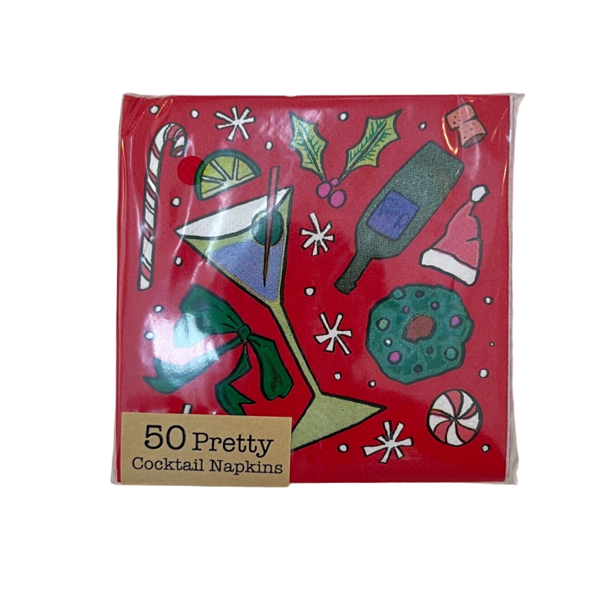 Red Holiday Cocktail Napkins