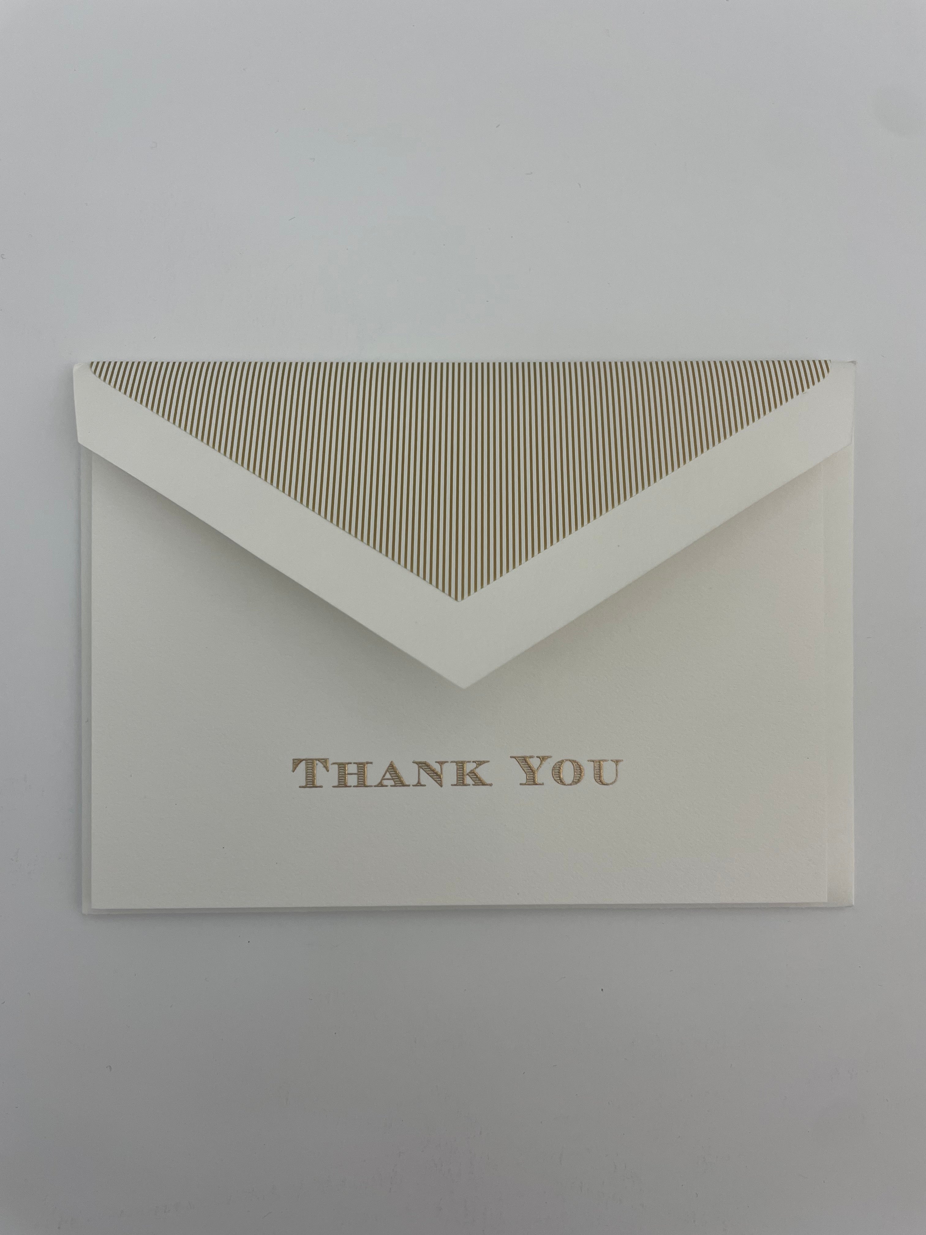 Gold Striped Thank You Note