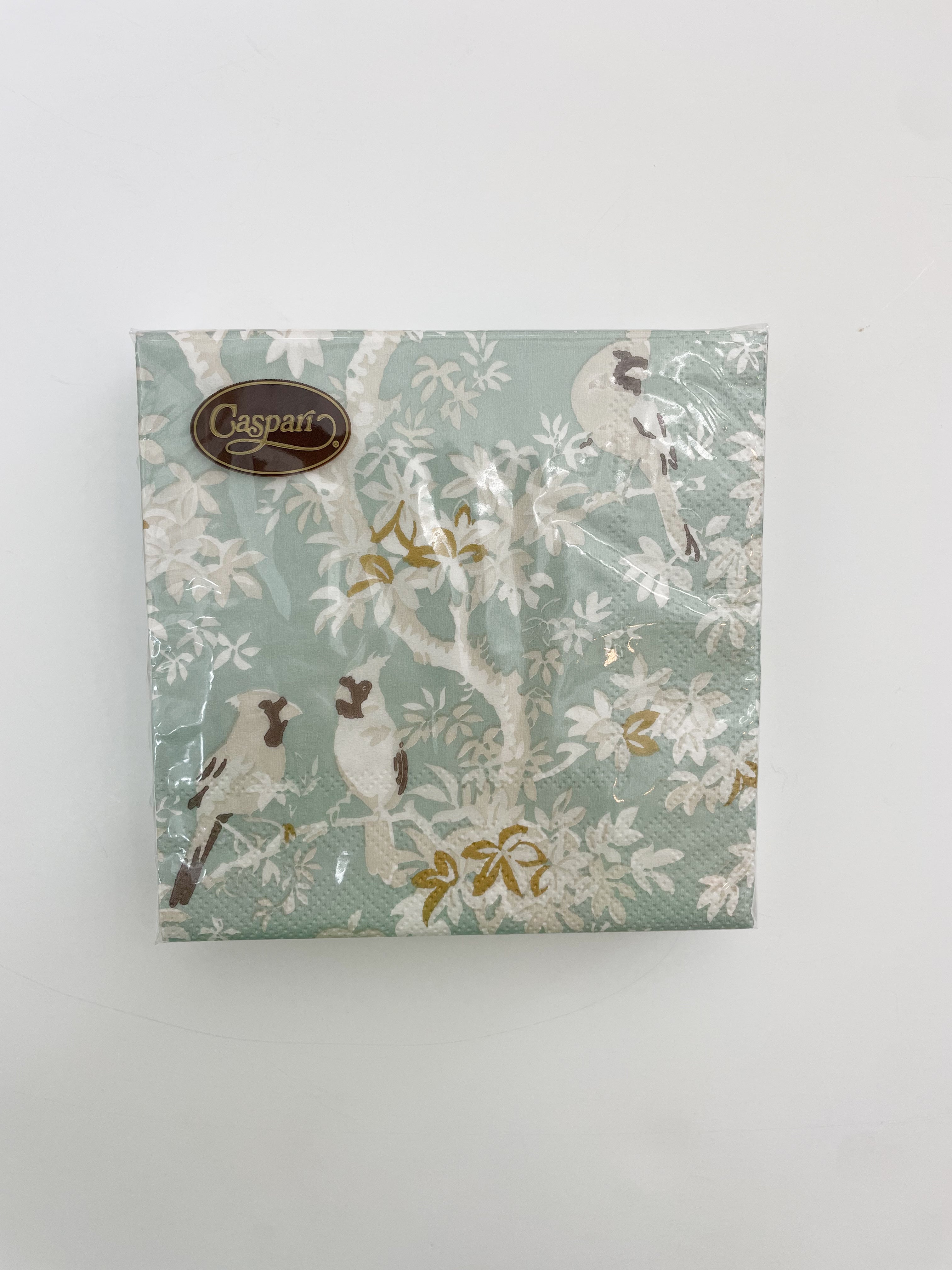 Scenic Songbirds Celadon Cocktail Napkins