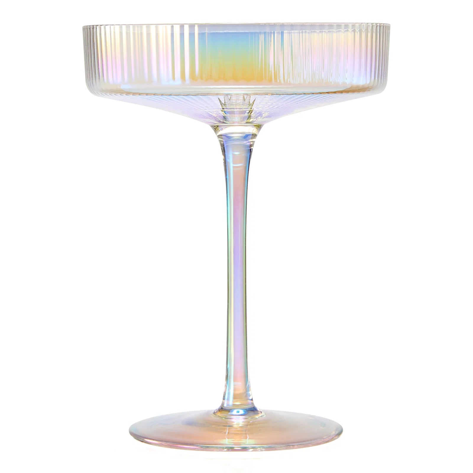 Ripple Ribbed Champagne Coupe Iridescent Colored