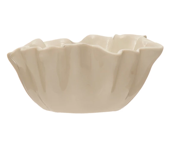 Stoneware Fluted Bowl, White