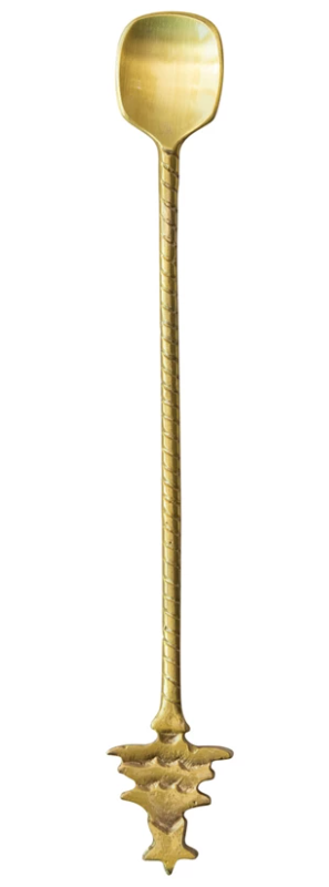 brass cocktail spoon with tree handle