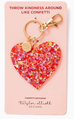 Vday Heart Confetti Keychain
