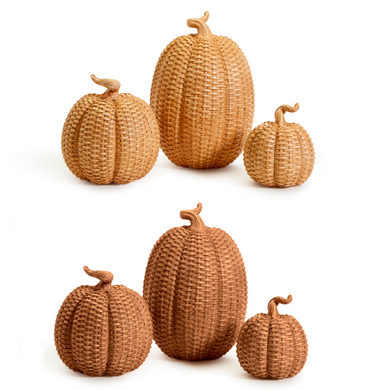 S/3 Basket Weave Pattern Pumpkins A/2 Colors