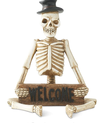 Skeleton with Welcome Sign