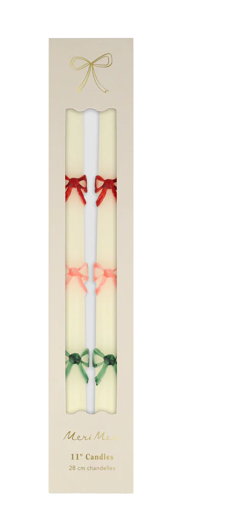 MULTICOLOR BOW TAPER CANDLES