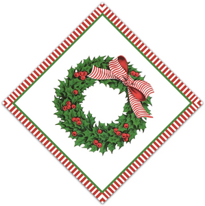 Holly Wreath Paper Cocktail Napkins