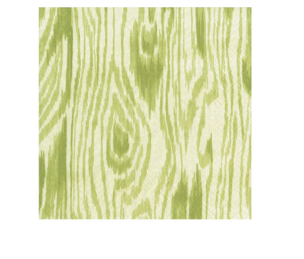 Woodgrain Moss Green Cocktail Napkin