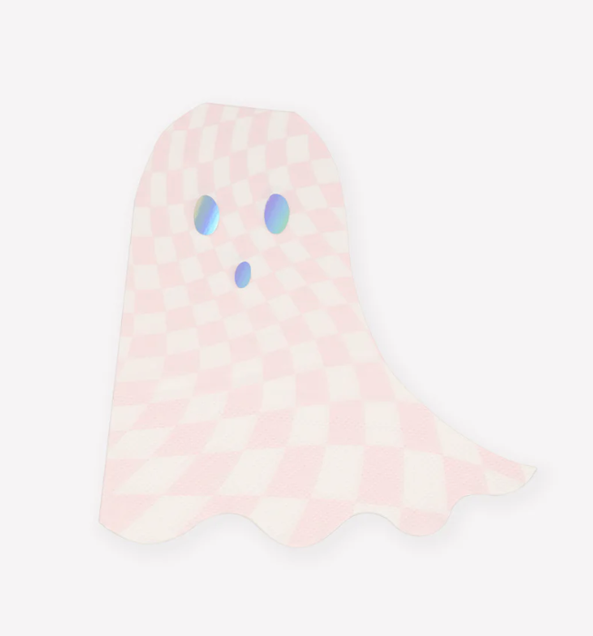 Pink Checker Ghost Napkins (x 16)