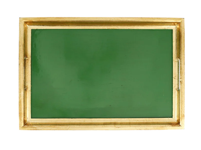 Florentine Wooden Green & Gold Tray Medium Rectangular