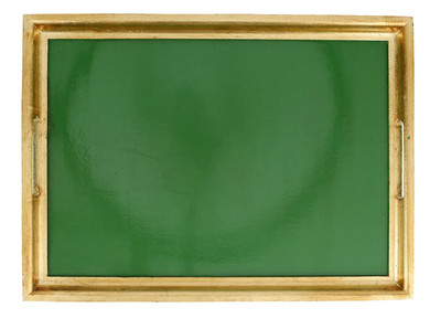 Florentine Wooden Green & Gold Large Rectangular Tray