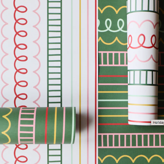 HOLIDAY SQUIGGLE DOUBLE SIDED GIFT WRAP