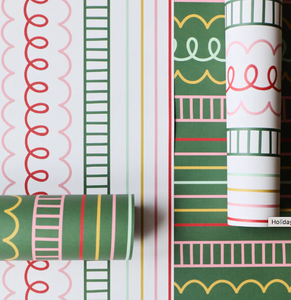 HOLIDAY SQUIGGLE DOUBLE SIDED GIFT WRAP