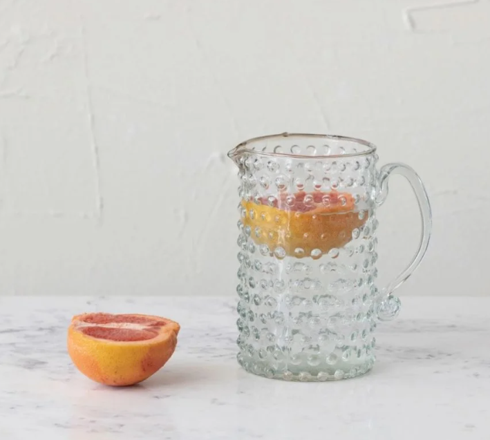 Hand-Blown Glass Hobnail Pitcher | 42oz