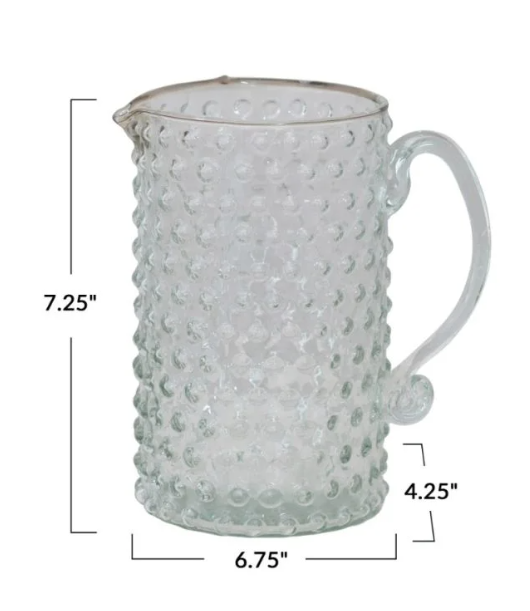 Hand-Blown Glass Hobnail Pitcher | 42oz