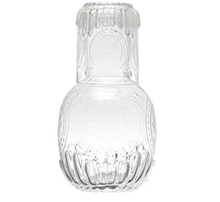 Load image into Gallery viewer, Embossed Glass Carafe w/ 8 oz. Embossed Drinking Glass