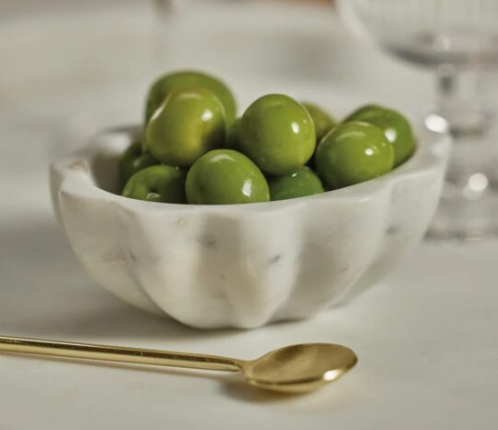 Scalloped Marble Condiment Bowl