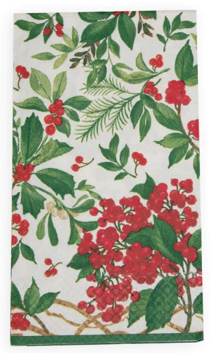 Holly Chintz White Guest Towel Napkins