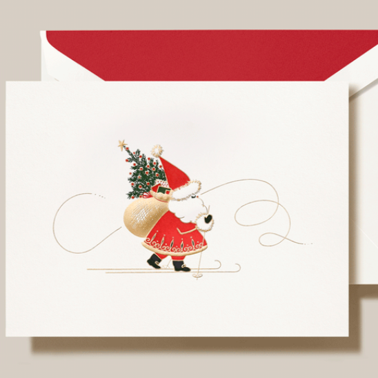 Skiing Santa Card Set