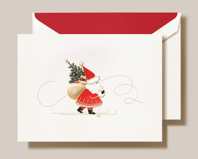 Skiing Santa Card Set