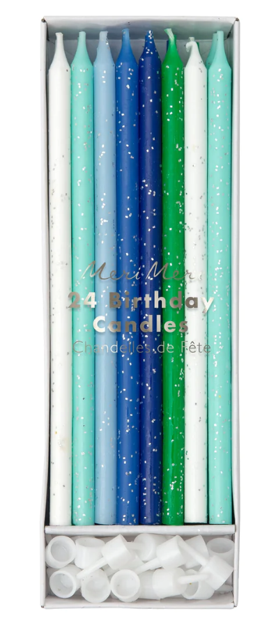 Blue Glitter Candles