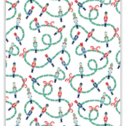 Blue Nutcracker Garland Wrapping Paper