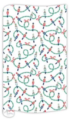 Blue Nutcracker Garland Wrapping Paper