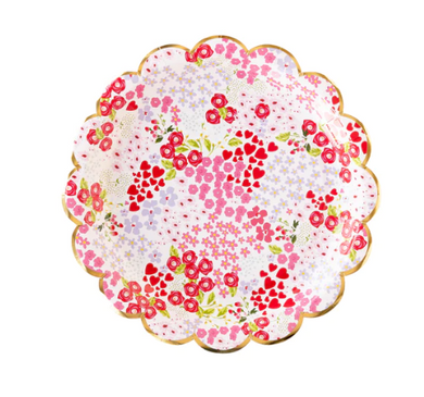 Hearts & Florals Paper Plate