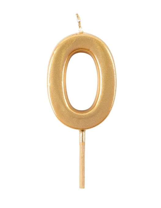 Gold Thick Number Candle