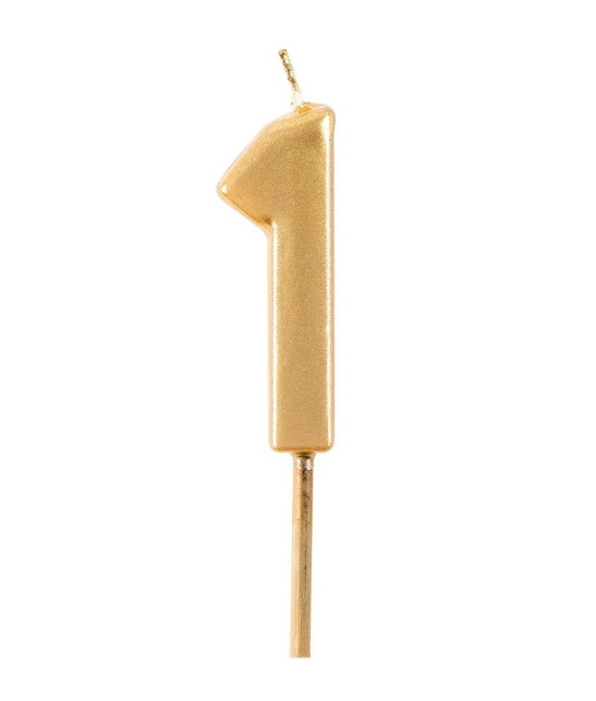 Gold Thick Number Candle