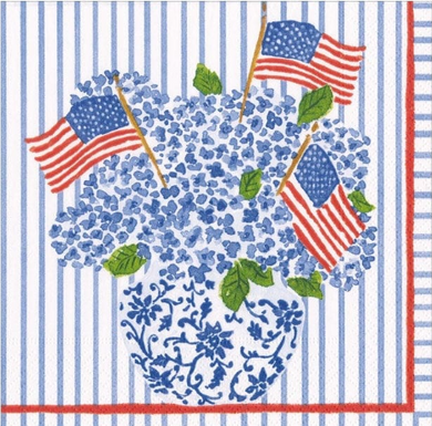 Flags and Hydrangeas Paper Cocktail Napkins