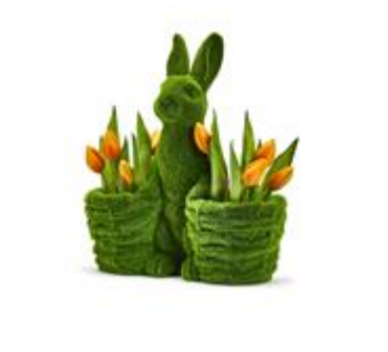 Faux Moss Bunny w/ 2 Planters