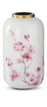 Load image into Gallery viewer, WHITE &amp; PINK BLOSSOM VASES W/GOLD RIM
