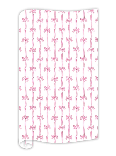 Pink Bow Stripe Wrapping Paper